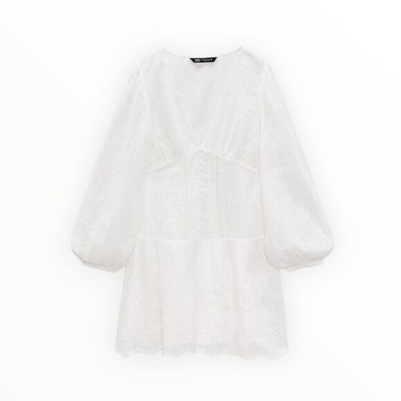 ZARA | White | EMBROIDERED DRESS - Picture 2 of 10